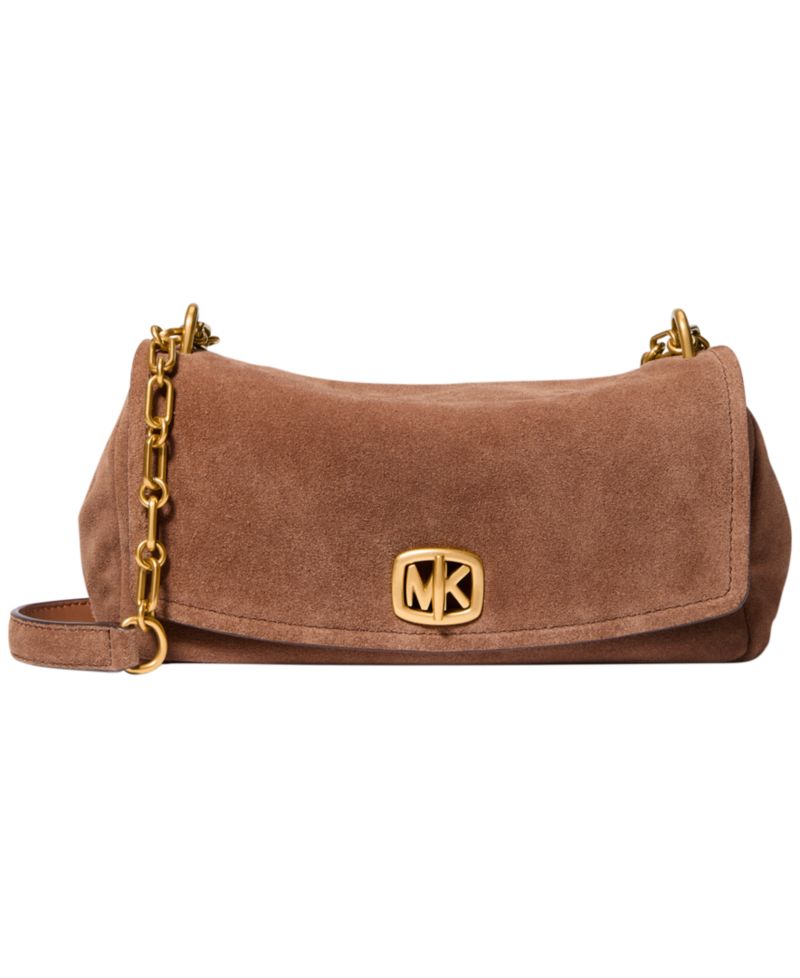 Bryant Suede Small Turn-Lock Convertible Chain Crossbody Handbag