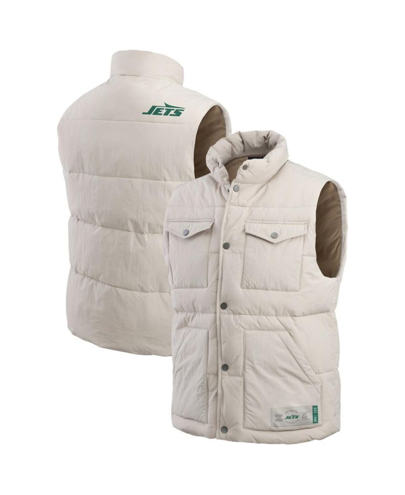 Darius Rucker Collection by Men's Cream New York Jets Puffer Full-Snap Vest