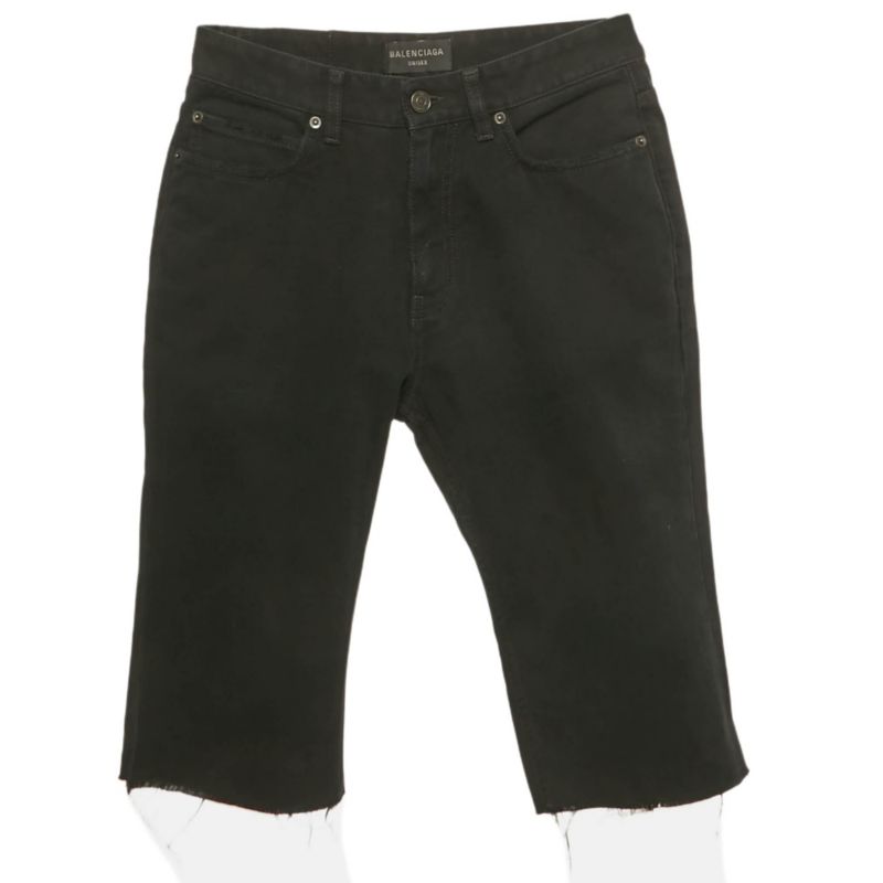 Men's Unisex Black Denim Raw Edge Shorts