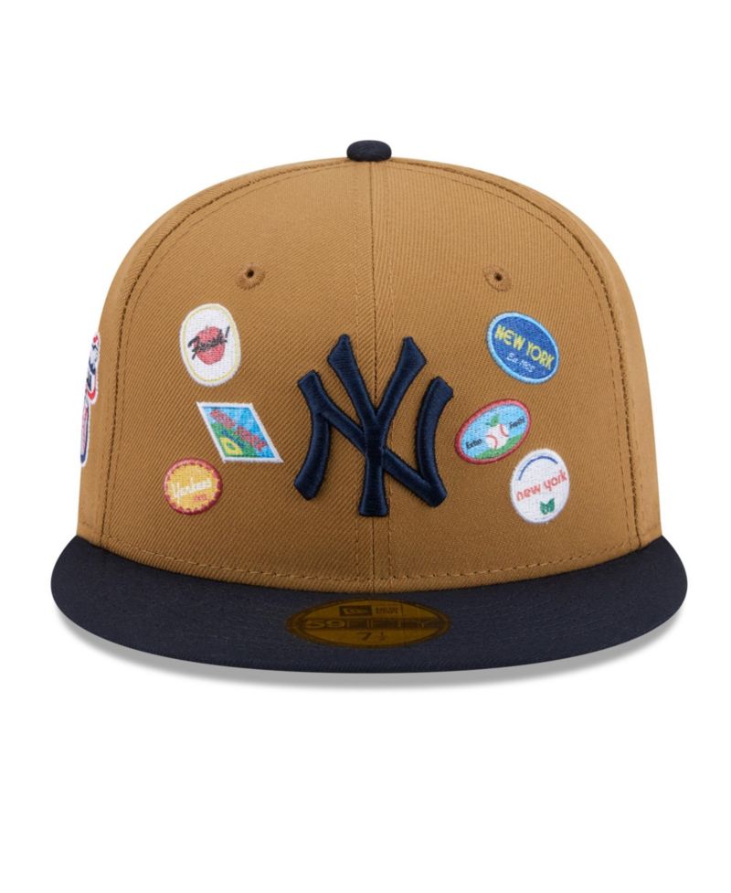 Men's Tan New York Yankees Fruit Sticker 59FIFTY Fitted Hat