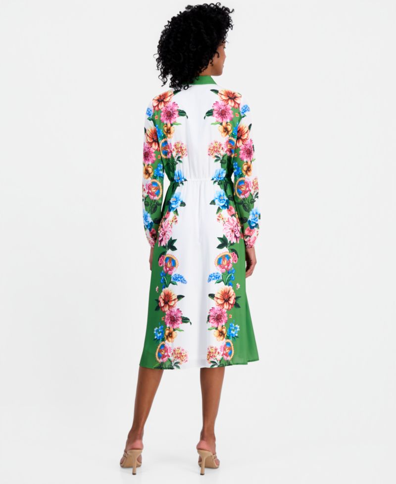 Women's Drawstring-Waist Midi Shirtdress