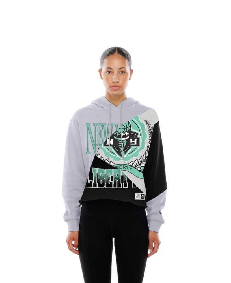 Women's New York Liberty Color Block Cropped Boxy Hoodie