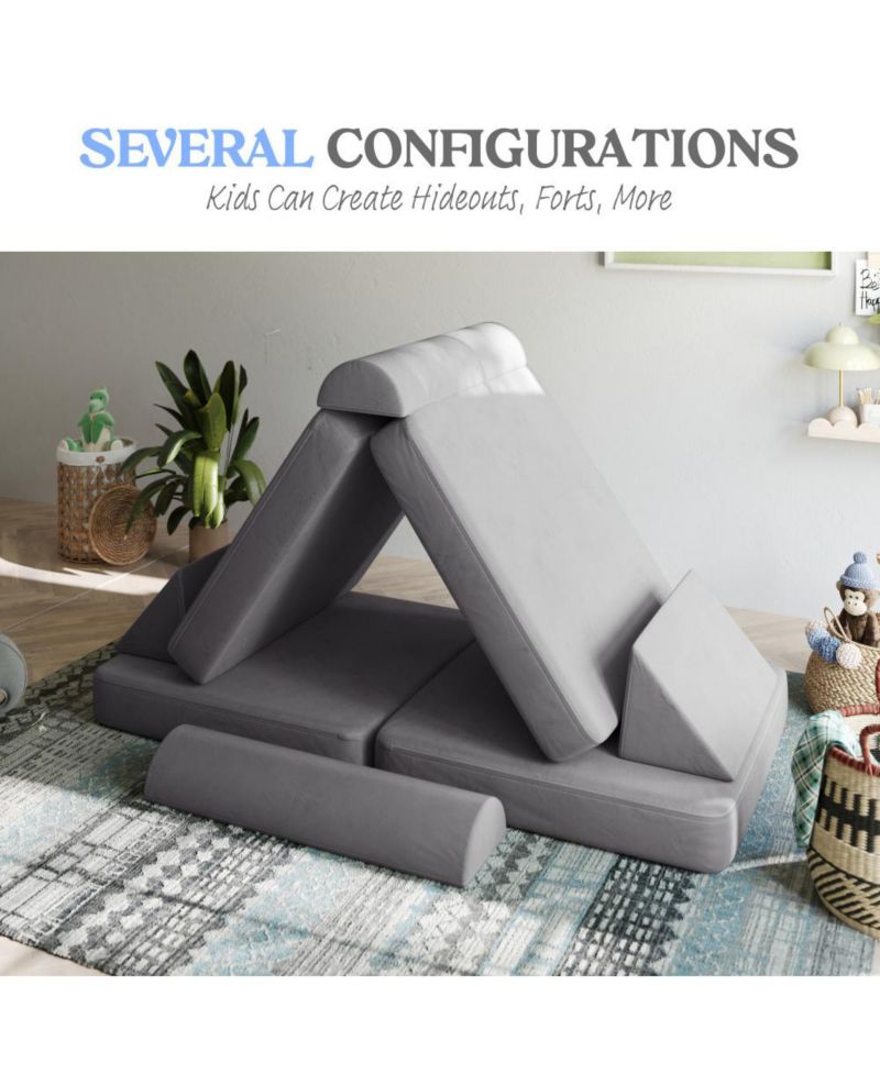 Conner Modular Play Couch For Kids With Convertible 6-Piece Design And Soft Foam Cushions