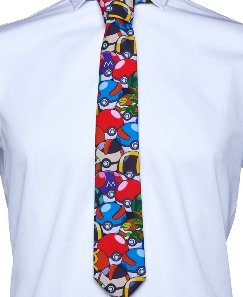 Men's Pokemon Tie - Pokeball Necktie - Formal And Casual - Including 1 Tie - Multicolor