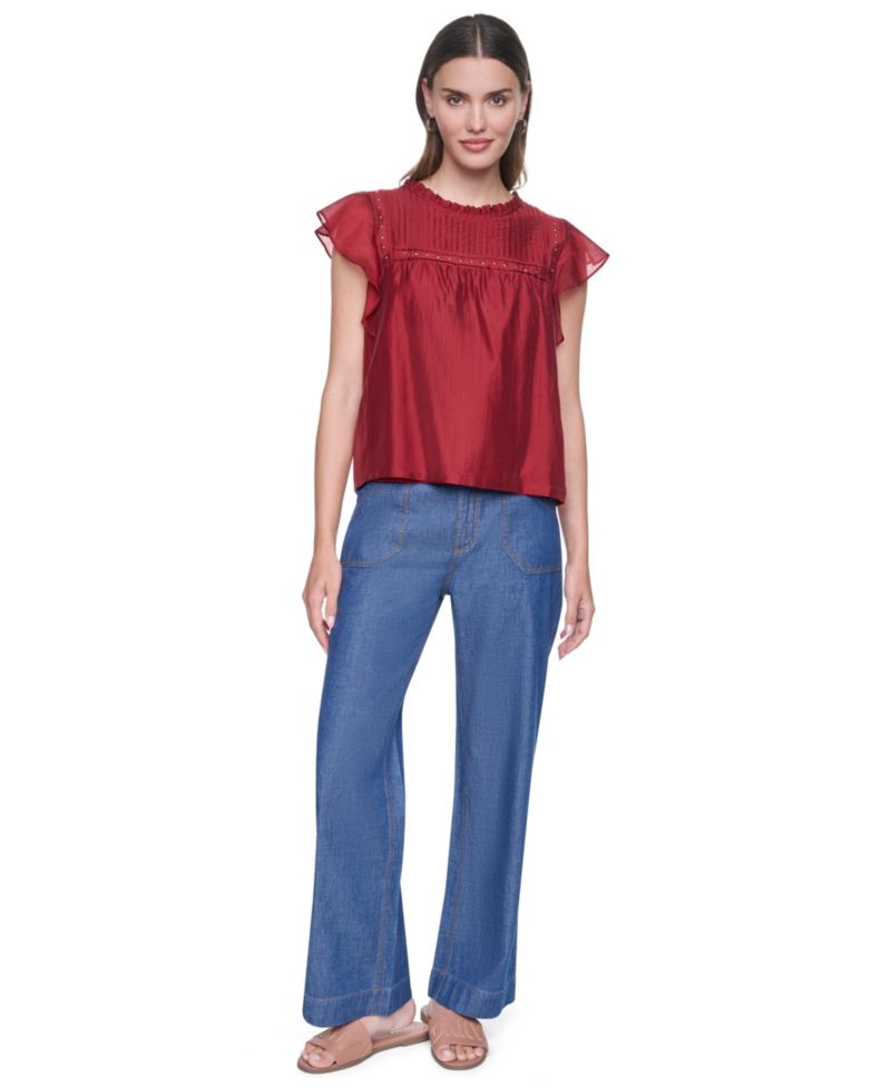 Women's Pin-Tucked Studded Blouse