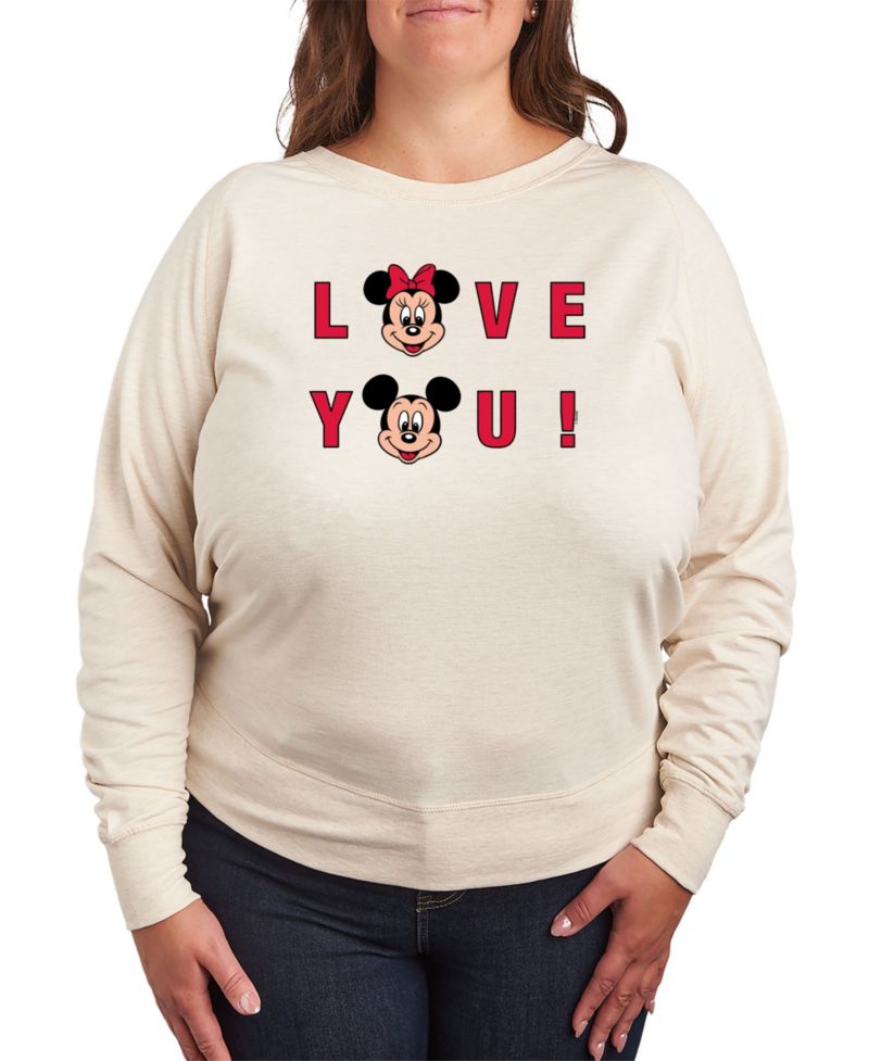 Plus Size Disney Mickey and Minnie Love You Graphic Pullover T-shirt