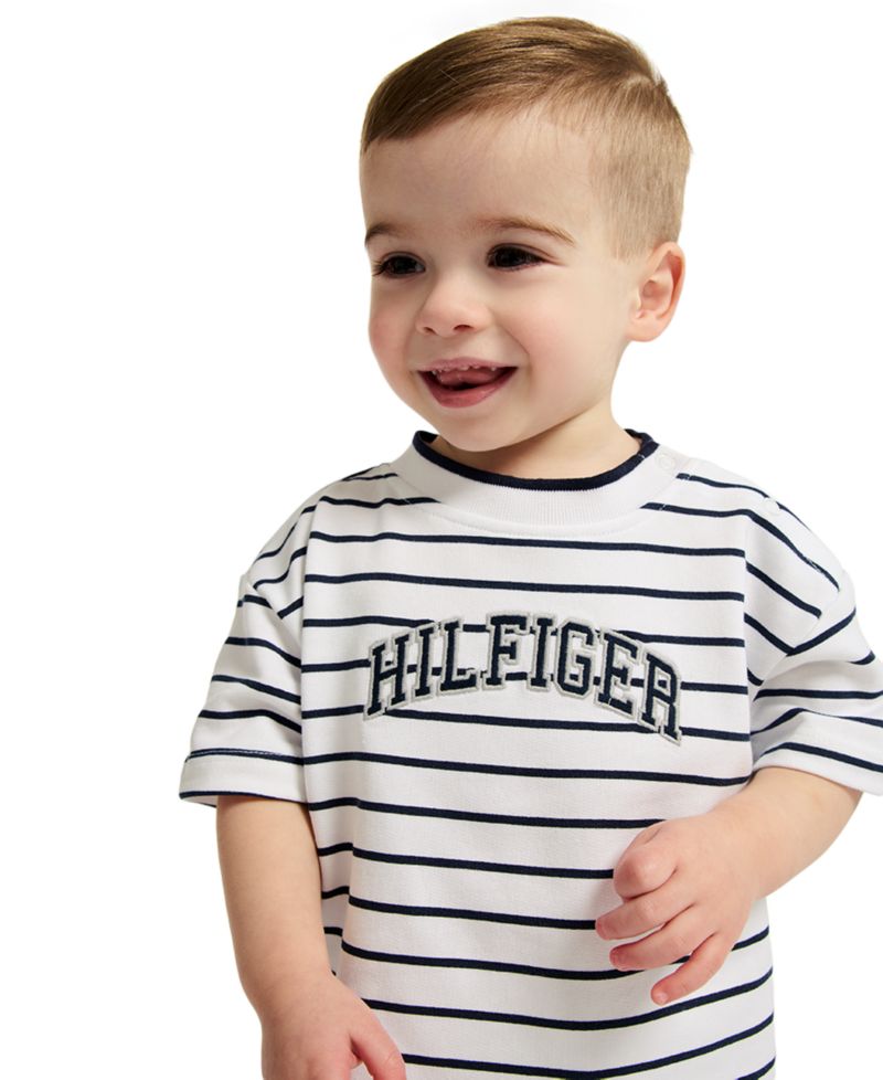 Baby Boys' Striped French Terry T-Shirt and Shorts, 2-Piece Set