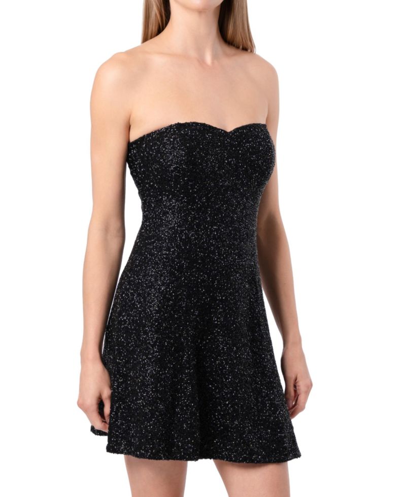 Women's Midnight Hand-Beaded Sweetheart Mini Dress
