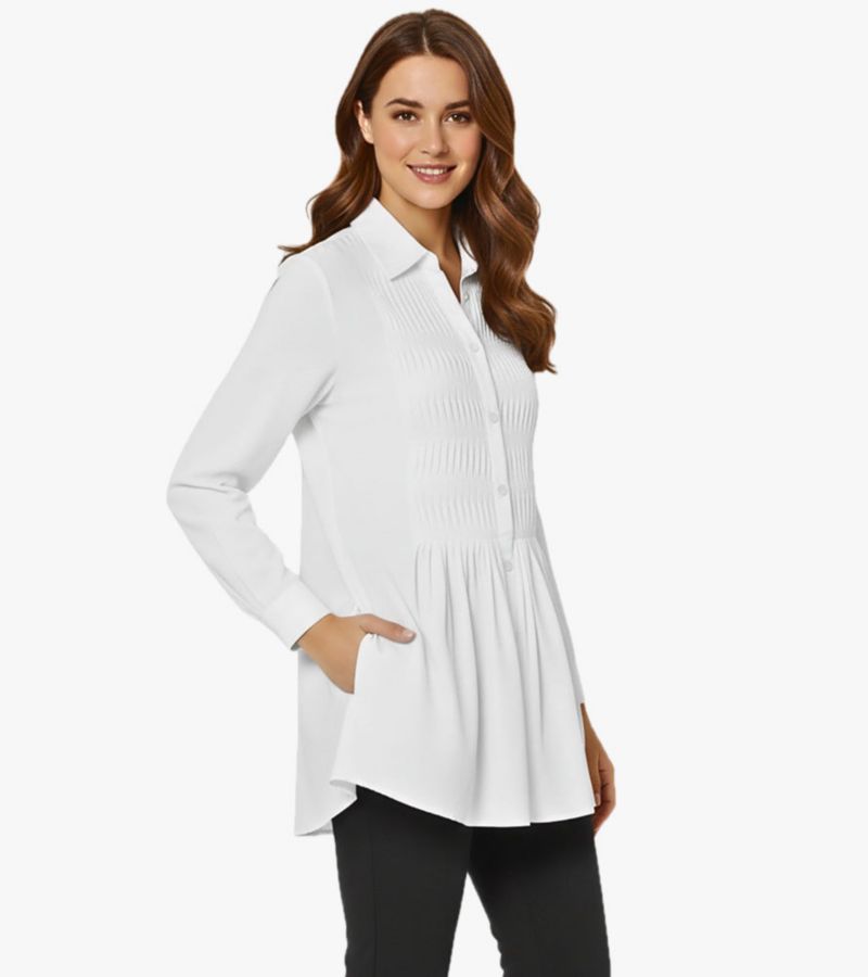 Women's Cotton Poplin Pintuck Detail Lucky Star Shirt