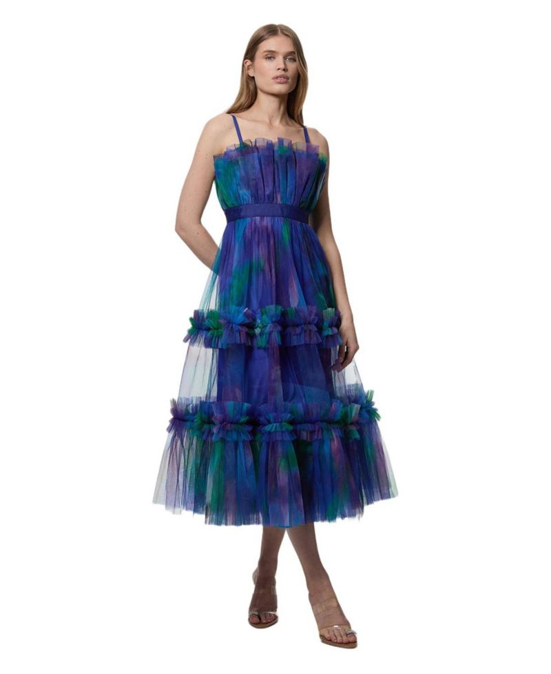 Women's Dark Floral Bandeau Midi Dress