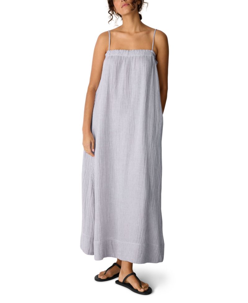 Women's Shirred Square Neck Maxi Dress, Regular And Plus
