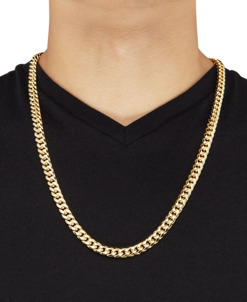 Men's Cuban Chain Necklace in 14k Yellow Gold