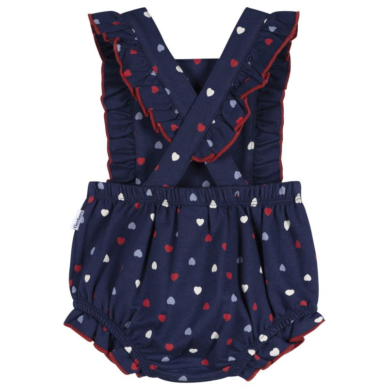 Baby Girls Ruffle Strap Bubble Romper.