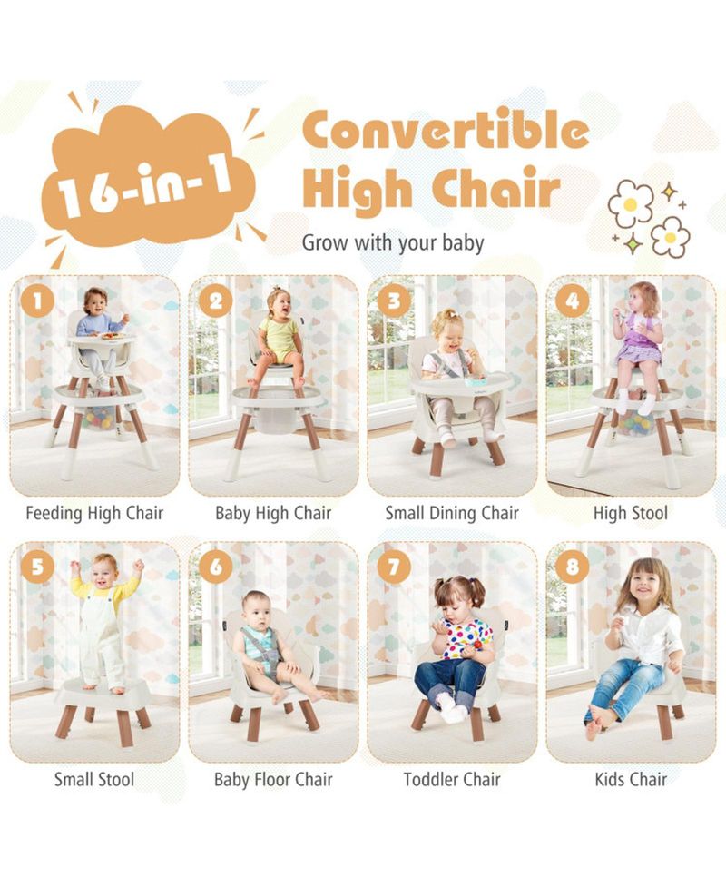Baby 16-in-1 High Chair with 360-Degree Activity Center and Booster Seat