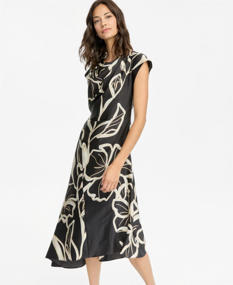 Women's Cap-Sleeve Asymmetric-Hem Dress