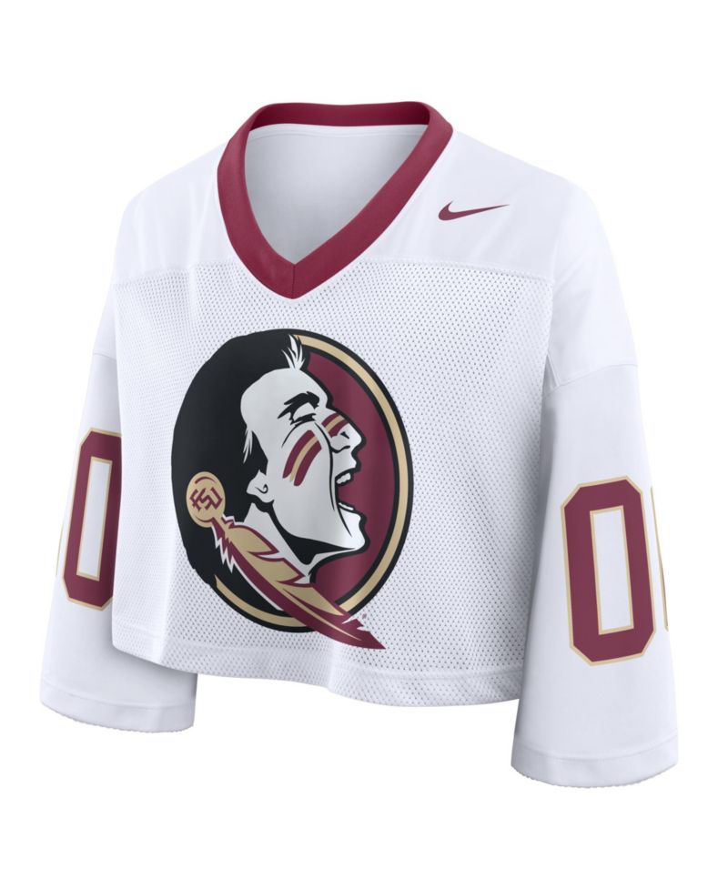 Women's White Florida State Seminoles Oversized Logo Cropped Fashion Jersey