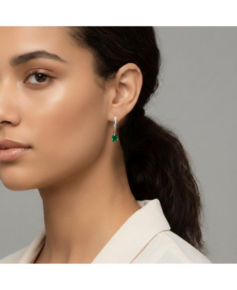 Dainty White Gold Plated Pear CZ Extra Mini Teardrop Earrings