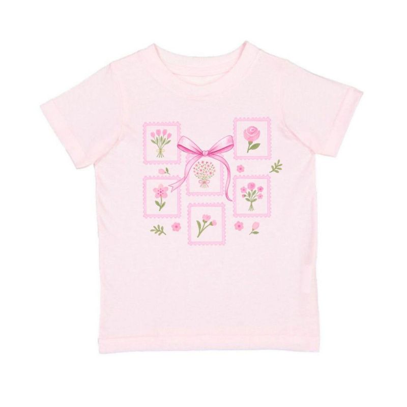 Little Girls Bouquet Bow Short Sleeve T-Shirt