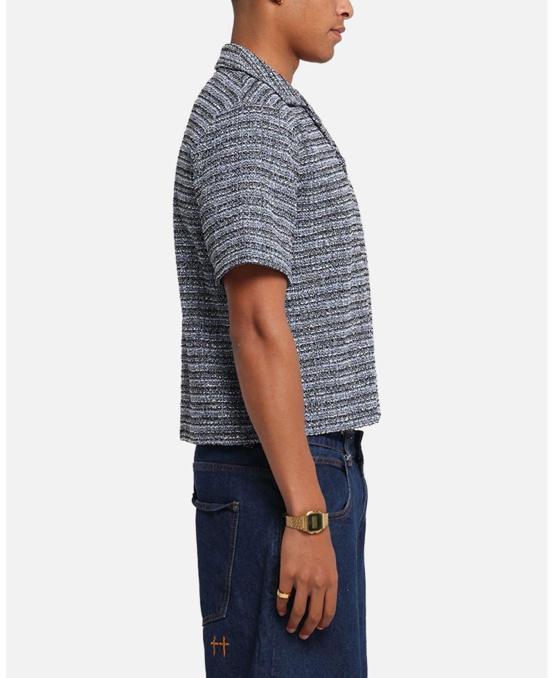 Men's Boucle Tweed Crop Button Up Shirt