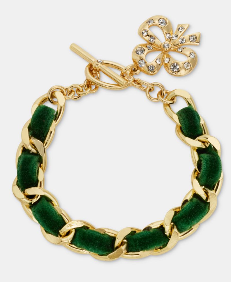 Green Ribbon Chain Toggle Bracelet