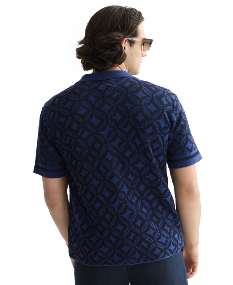 Men's Jacquard Knitted Short-Sleeve Shirt
