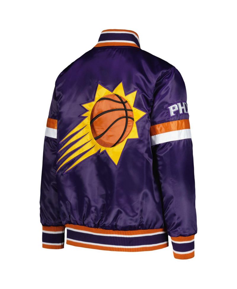 Big Boys and Girls Purple Phoenix Suns Home Game Varsity Satin Full-Snap Jacket