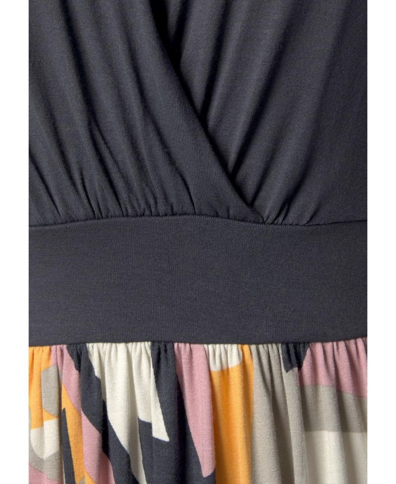 Women's Viscose Printed Look Wrap V-Neck Everyday Essential Short Dress