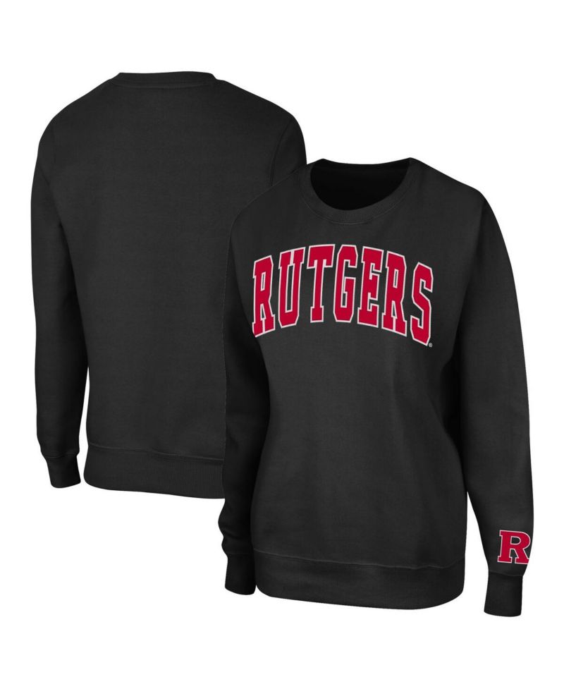 Women's Black Rutgers Scarlet Knights Campanile Pullover Sweatshirt