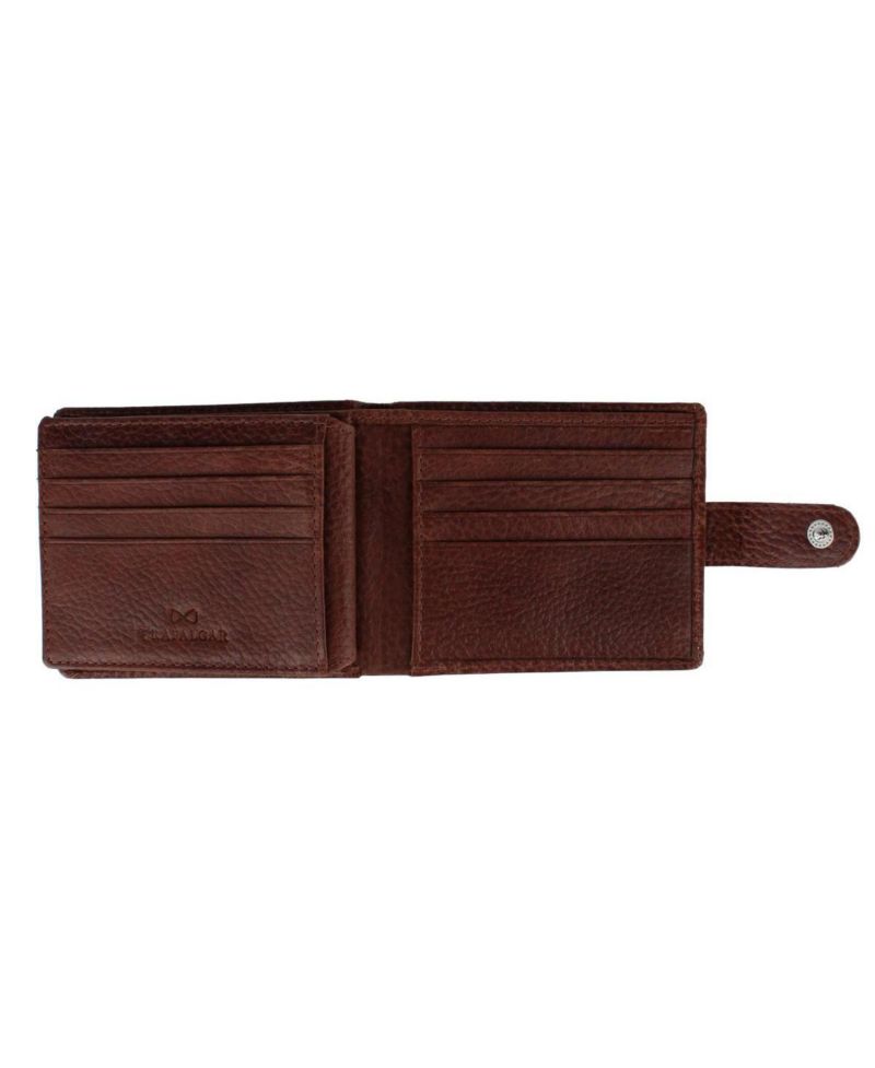 Men's Parker Pebbled Leather Bi-Fold Wallet with ID Window and Fastener