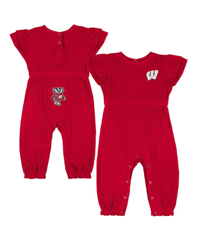 Baby Boys and Girls Red Wisconsin Badgers Beautopia Waffle Knit Romper