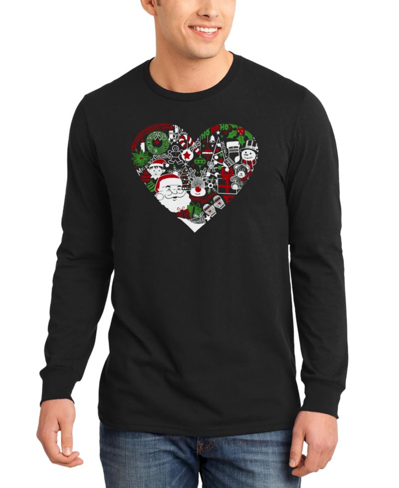 Men's Christmas Themed Heart Word Art Long-Sleeve T-Shirt