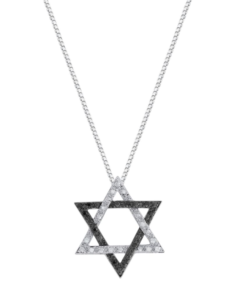 White and Black Diamond Star of David Pendant Necklace (1/6 ct. t.w.) in Sterling Silver