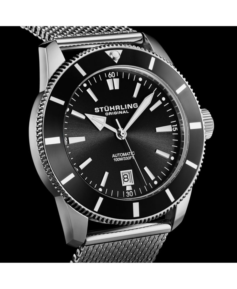 Mens Marinier 4079 Automatic 42 mm Dive Watch with Sunray Dial and Mesh Bracelet