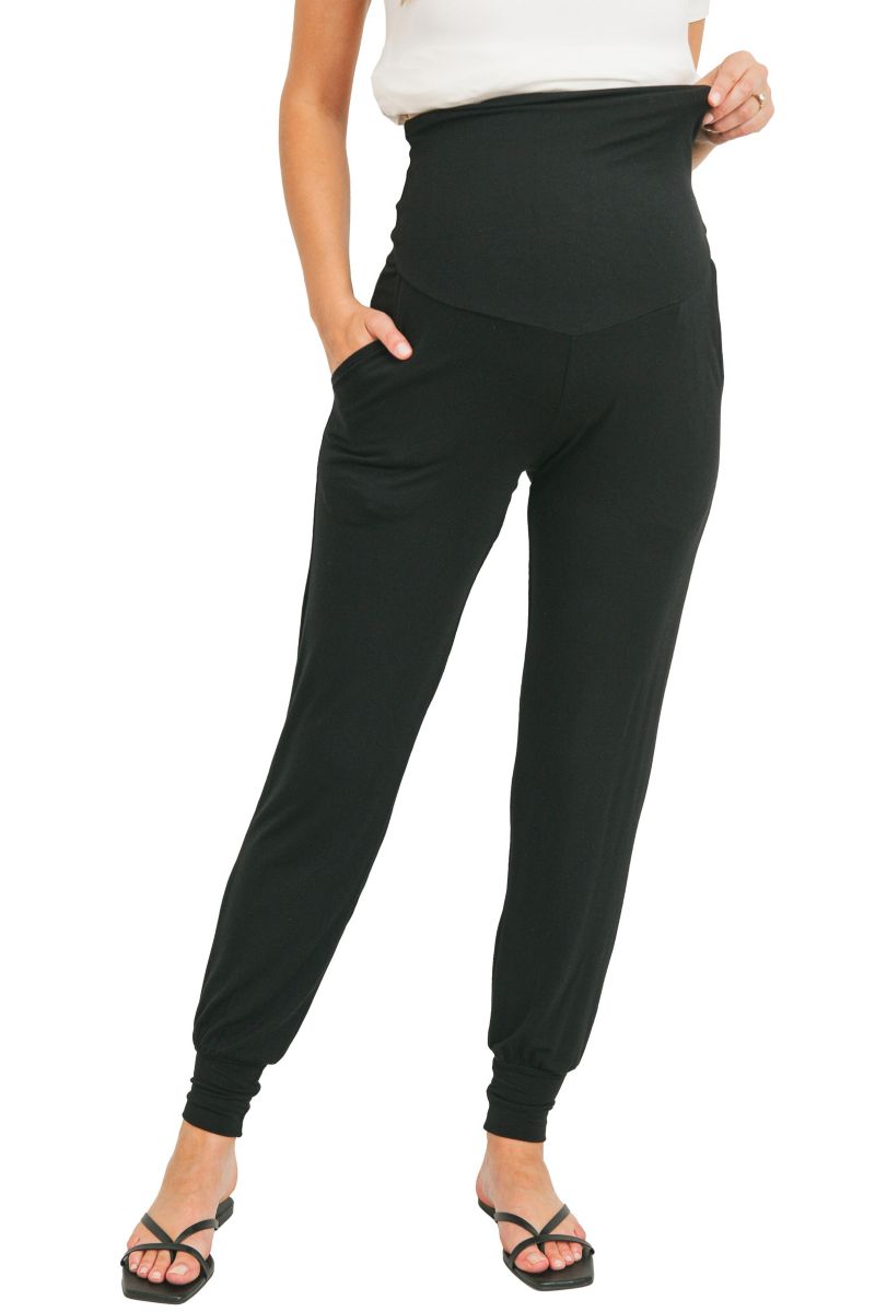 Women's Over-the-Belly Relaxed Fit Maternity Joggers with Pockets