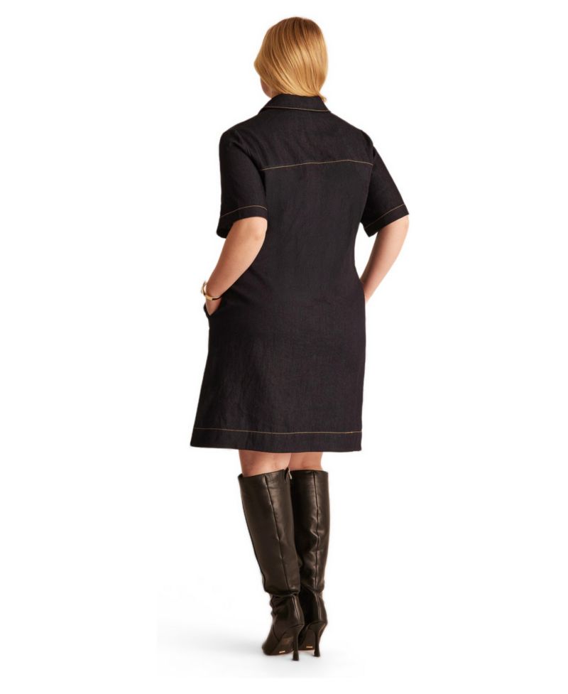 Plus Size Avah Collared Denim Shift Dress