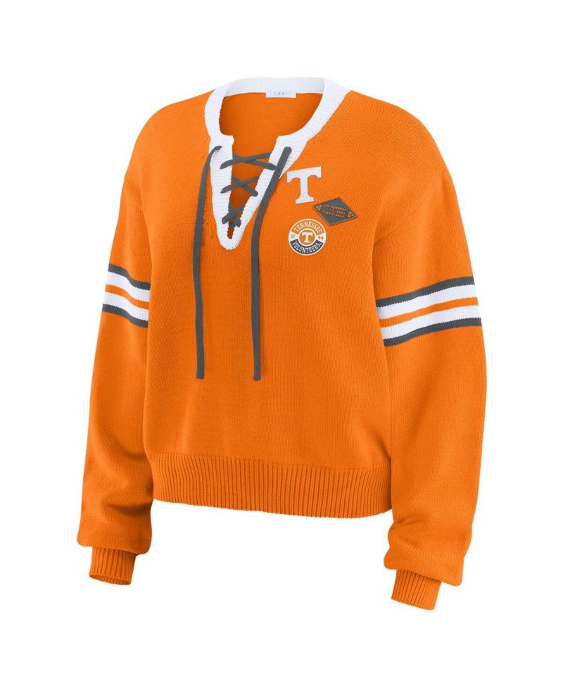 Women's Tennessee Orange Tennessee Volunteers Lace-Up Pullover Sweater