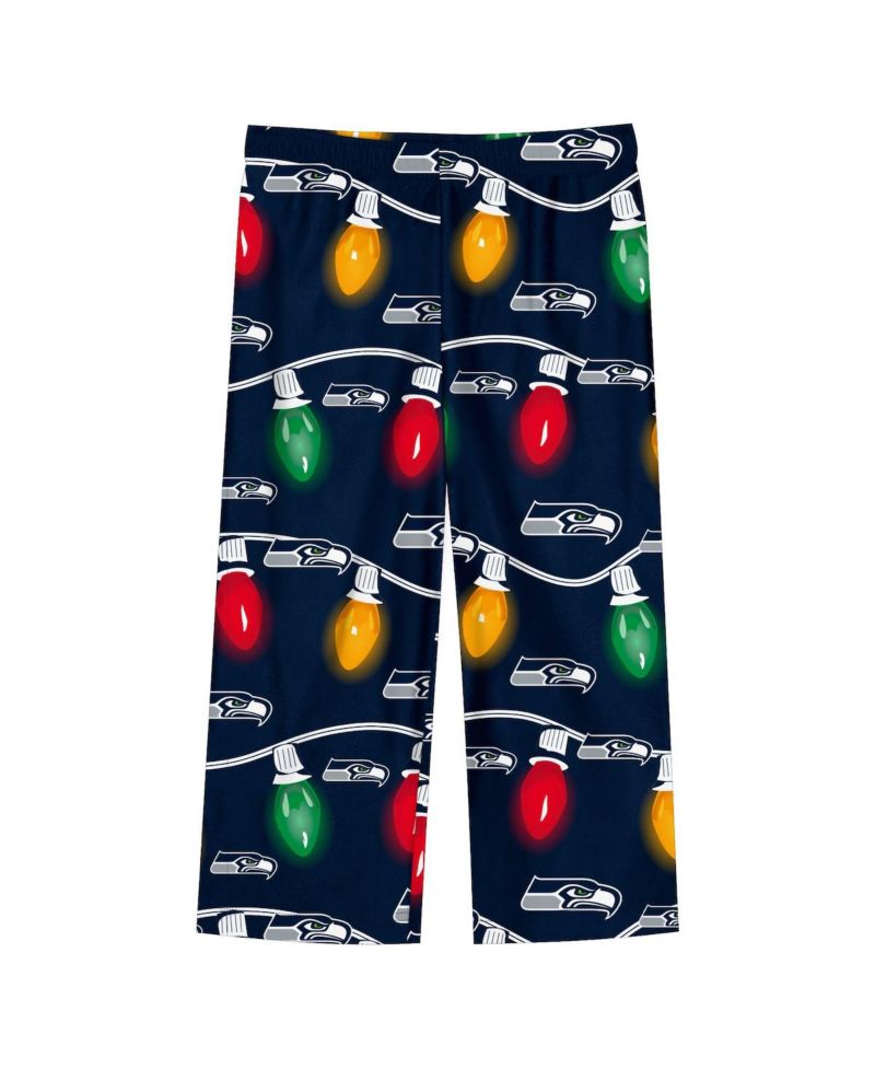Big Boys and Girls 2-Piece Seattle Seahawks Garland Holiday Long Sleeve Pajama Set