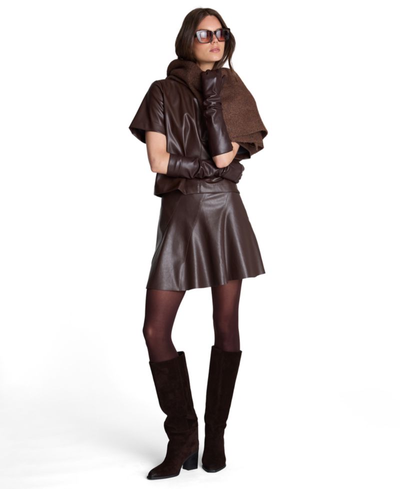 Women's Mini A-Line Faux Leather Skirt