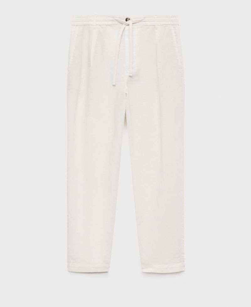 Men's Slim-Fit Drawstring Linen Pants