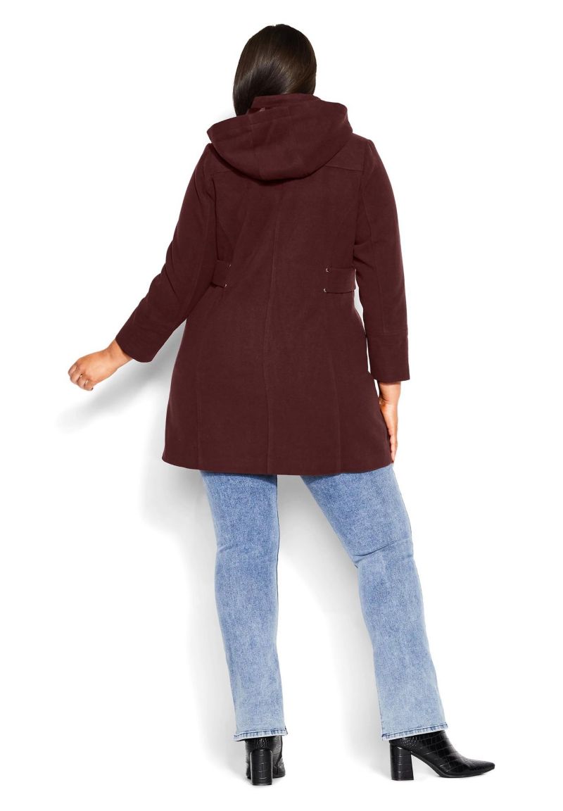 Women's Plus Size Faux Wool Plain Coat