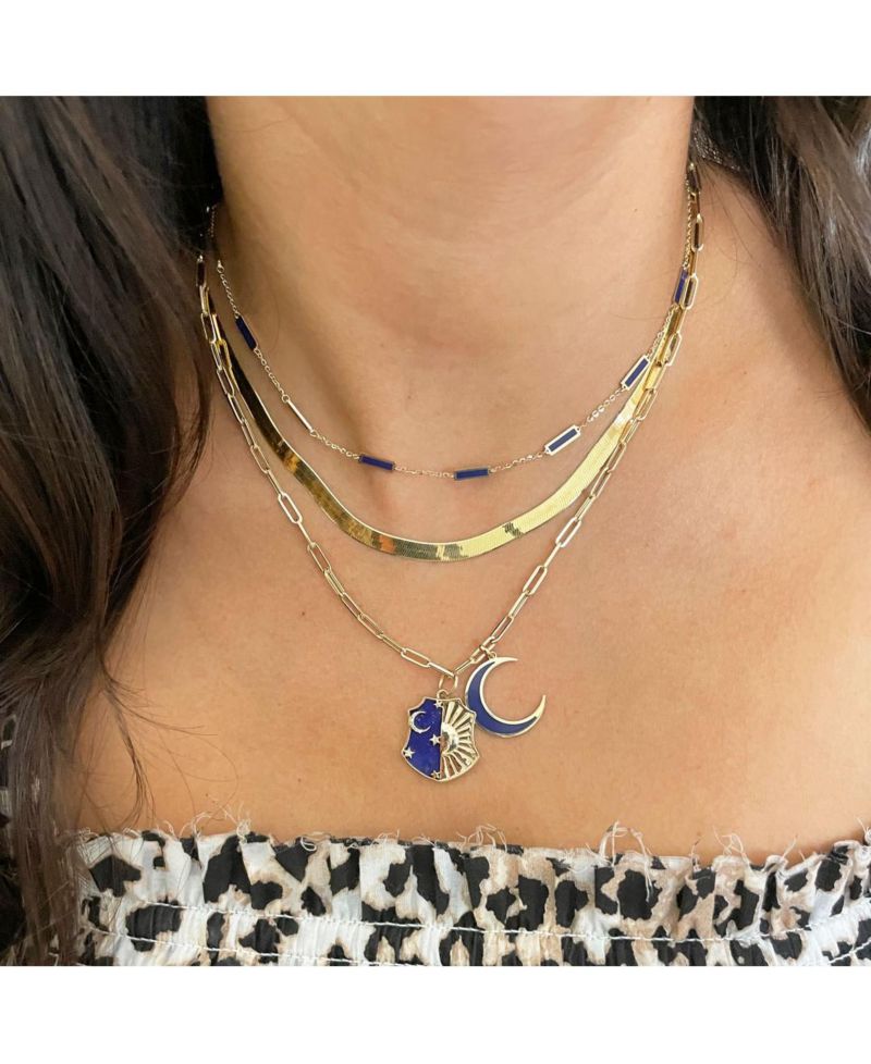 Large Herringbone Necklace 14K Yellow Gold - 5 millimeters - 18 inches
