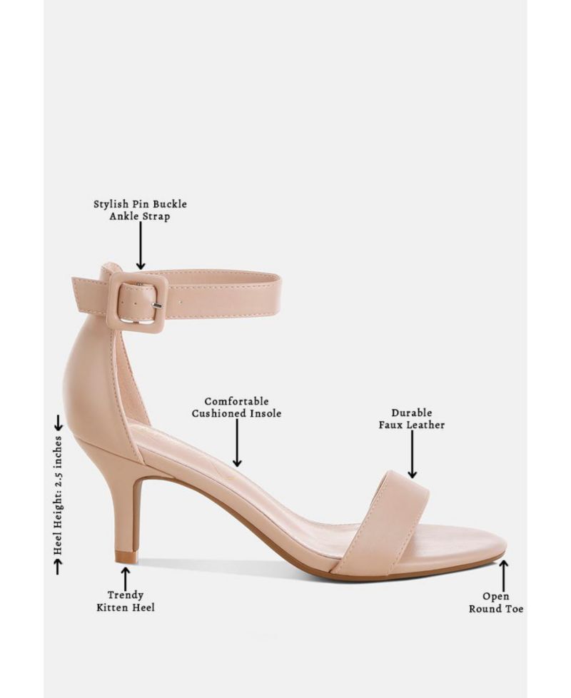 Women's Feruda Faux Leather Kitten Heel Sandals