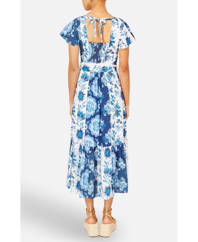 Women's Floral Belted Midi Dress