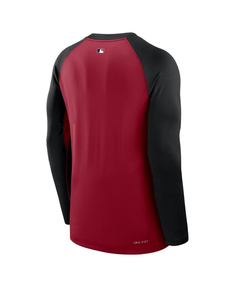 Men's Red/Black Arizona Diamondbacks Authentic Collection Game Time Raglan Performance Long Sleeve T-Shirt