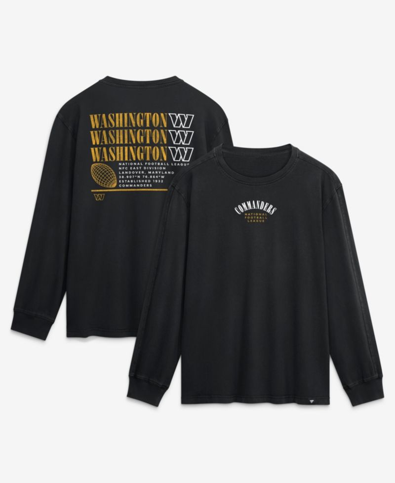 Men's Black Washington Commanders Relaxed Fullback Drive Long Sleeve Fashion T-Shirt