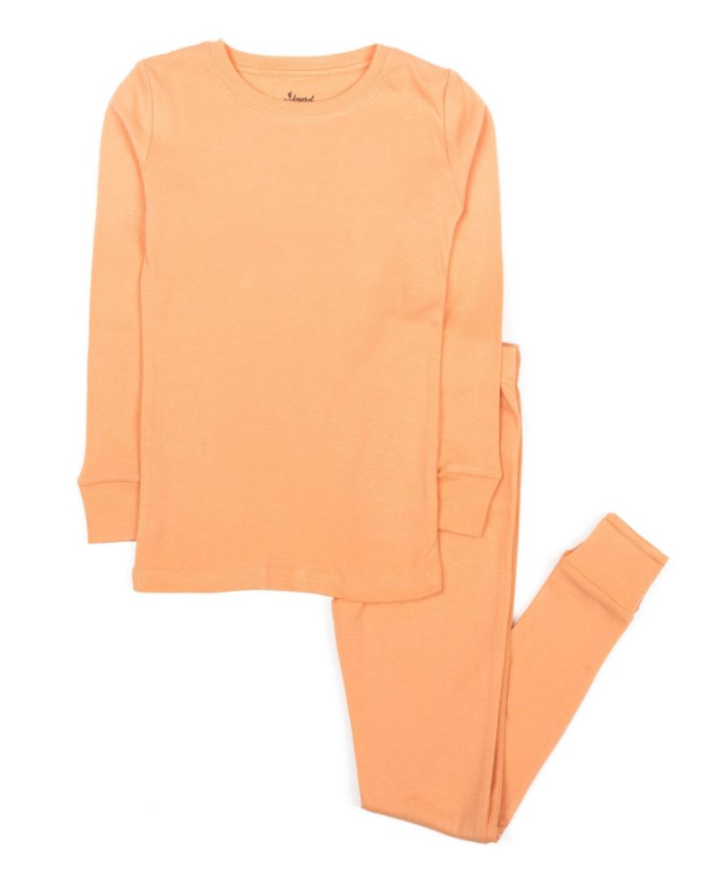 Kids Matching Family Two Piece Cotton Long Sleeve Solid Color Pajamas 6-14