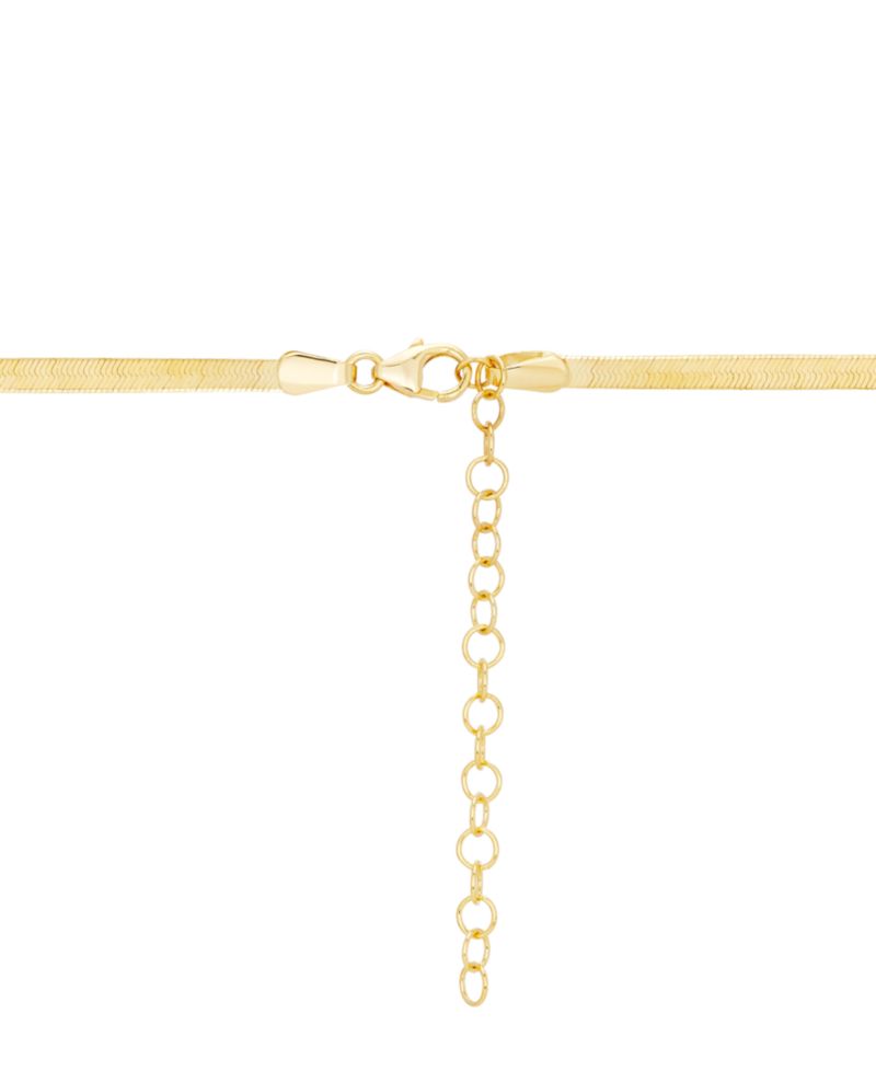 Lightweight Herringbone Link Chain Necklace (3-3/8mm) in 10k Gold, 16" + 2" extender