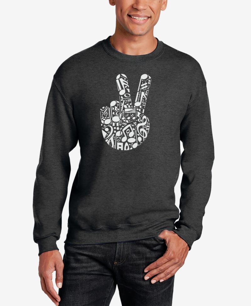 Men's Peace Finger Notes Word Art Crewneck Sweatshirt