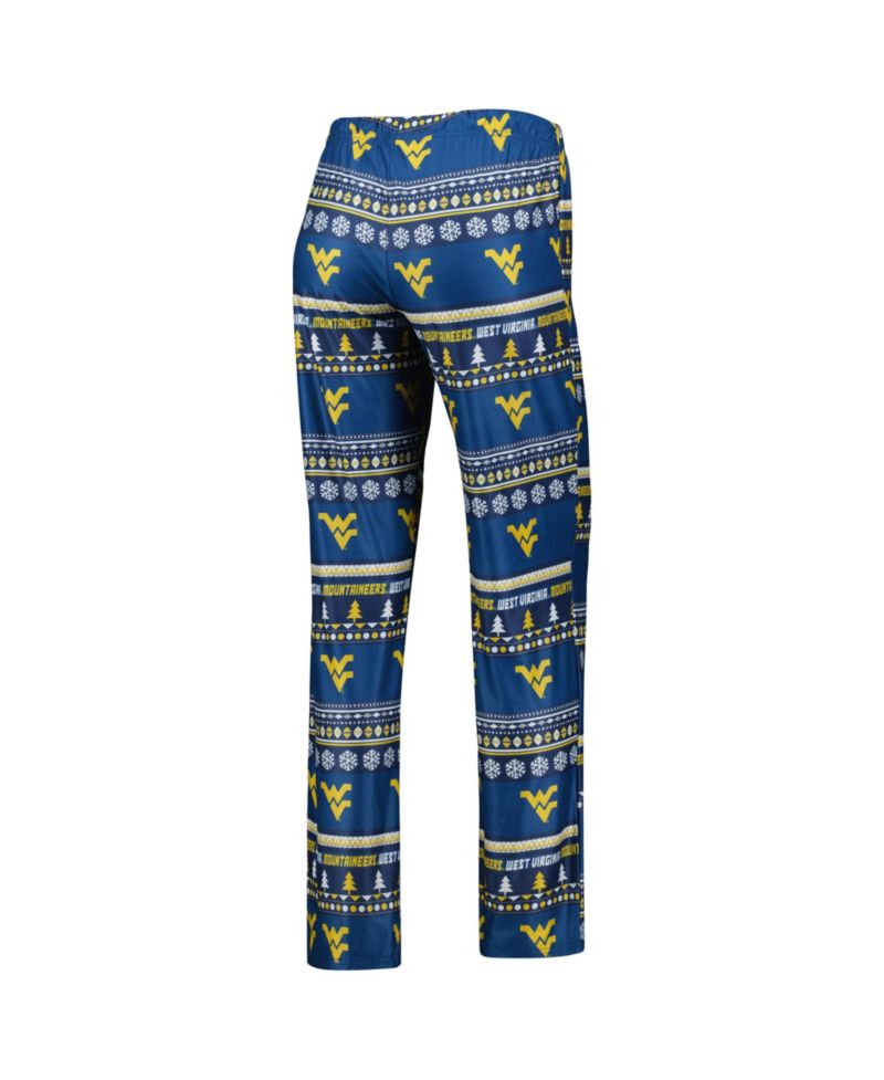 Women's 2-Piece Navy West Virginia Mountaineers Holiday Long Sleeve Top and Pants Sleep Set