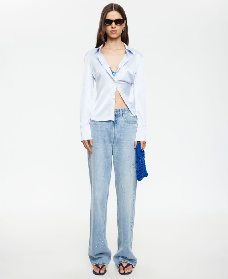 Women's Diamante Straight Cotton Jeans